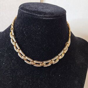 Unbranded Gold Tone w/Rhinestones Bib Necklace Ladies Pre-Owned Classy‎ Dressy